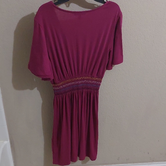 Bailey Blue Magenta Mini Dress with V-Neck - Picture 2 of 3